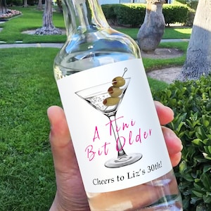 A Tini Bit Older Martini Birthday Labels/30th Birthday Party Decorations/Martini Birthday Favor/Dirty Martini Birthday Alcohol Bottle Labels