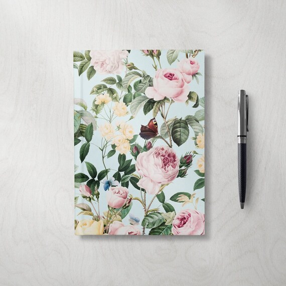 Vintage Floral Hardcover Journal: Lined Botanical Notebook