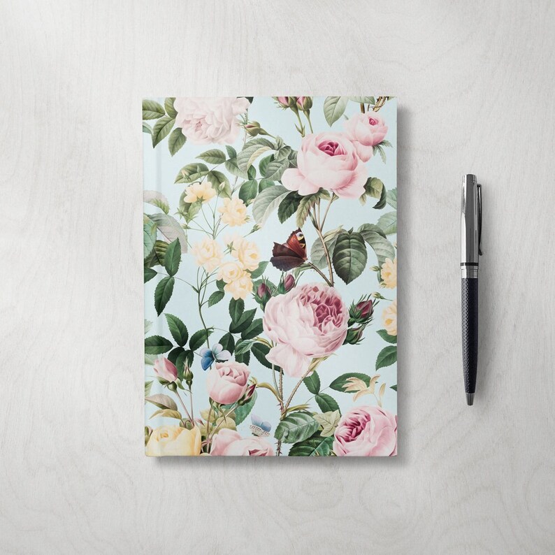 Vintage Floral Hardcover Journal: Lined Botanical Notebook image 1