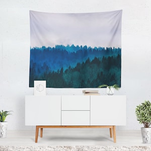 Wall Tapestry, Tree Tapestry, Wall Hanging, Trees Blue Mountain Wilderness Forest, Wall Decor, Photo Wall Art, Modern Tapestry, Home Decor