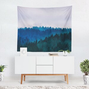 Blue Mountain Forest Tapestry: Wilderness Wall Hanging
