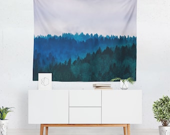 Blue Mountain Forest Tapestry: Wilderness Wall Hanging
