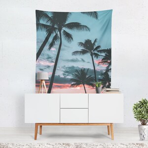 Tropical Palm Tree Tapestry: Coastal Dorm Decor