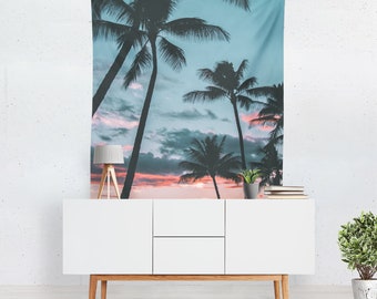 Tropical Palm Tree Tapestry: Coastal Dorm Decor