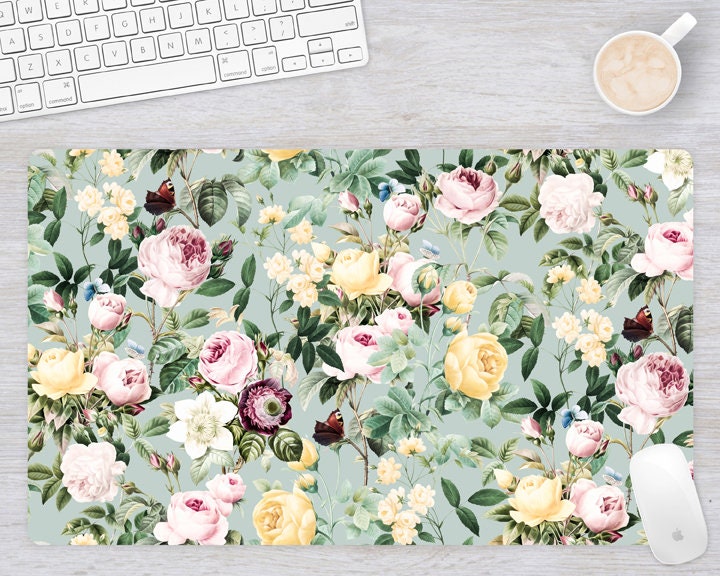 Vintage Floral Large Desk Pad Floral Desk Desk Mat for Etsy UK
