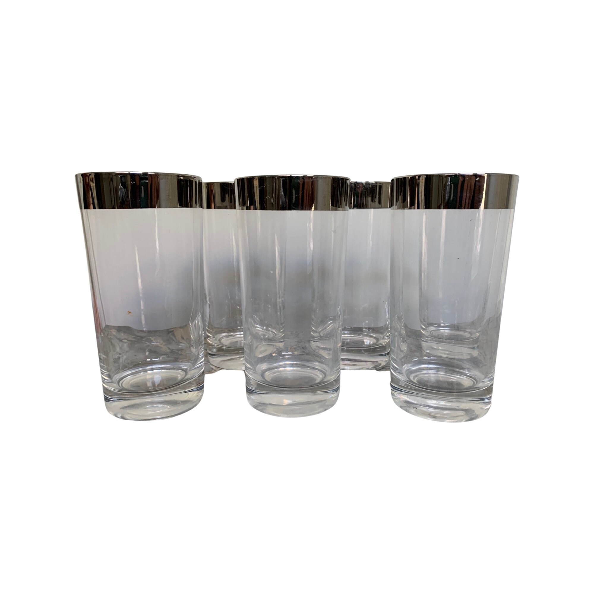 Dorothy Thorpe MCM Silver Rim High Ball Glasses Set of 6