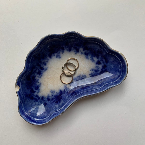 Antique Ridgeways Dundee Flow Blue Bone Dish