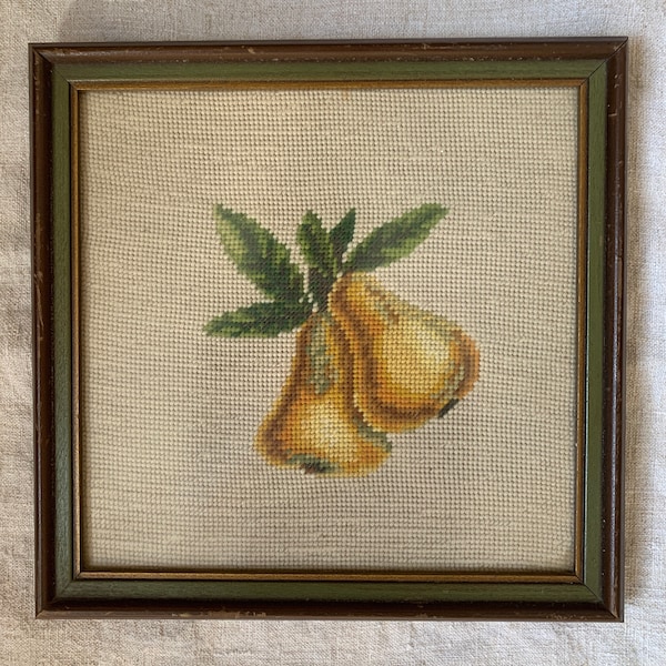 Antique Needlepoint Pears, Framed