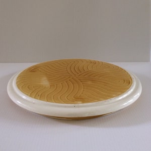 Retro Sarreguemines Cheese Plate in yellow & ivory, ca 1950