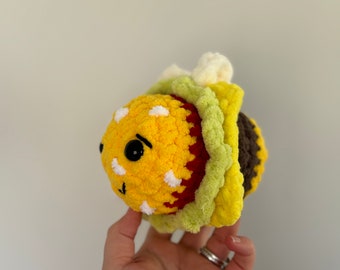 Burger Bee plushie gift for kids from mom or grandma to children or grandchildren amigurumi plush school food toys  7”