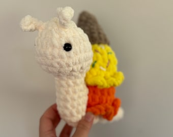 Ice cream snail plushie gift for kids from mom or grandma to children or grandchildren amigurumi plush school food toys  7”