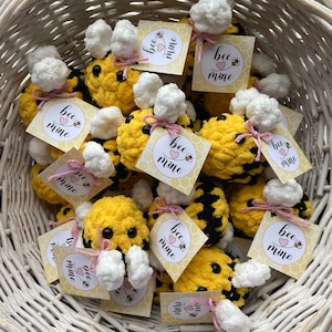 Crochet Bee Valentine Gift, Amigurumi Plush 3”