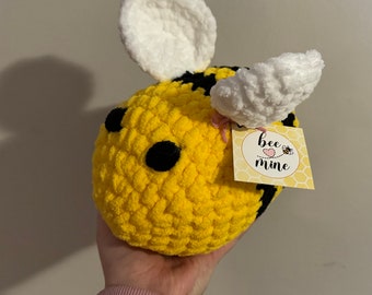 Crochet Bee Valentine gift for kids from mom or grandma to children or grandchildren amigurumi plush school Valentine for best friends 8”