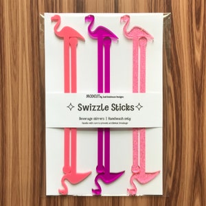 Swizzle Sticks - Flamingos, flamingo, tiki, tiki bar, mcm bar, mid-century modern, MCM, mid-century modern party, mid-century entertaining