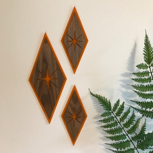 MCM Diamonds Wall Decor Set (Orange), mid-century modern, MCM, mid century decor, mid-century modern art, mid mod, mid-century diamonds