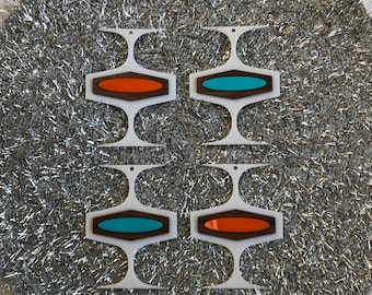 Conjunto de adornos navideños modernos de mediados de siglo (4) piezas, adorno moderno de mediados de siglo, vacaciones mcm, adorno mcm, Navidad mid mod, googie