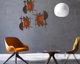 MCM Inspired 3 Pc. Wall Art Set, mcm, mid-century modern, mcm art, mcm decor, mcm wall art, retro decor, arte retro, atomic decor, atomic