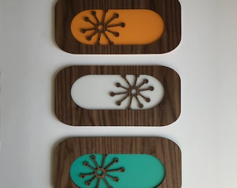 Atomic Starburst Wall Art Set, mid-century wall art, retro starburst, retro wall art, mcm wall art, mcm starburst, atomic wall decor