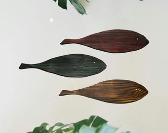 Set di pesci ispirato al Tiki di MCM, stile moderno di metà secolo, decorazioni MCM, Tiki, arte Tiki, decorazioni Tiki