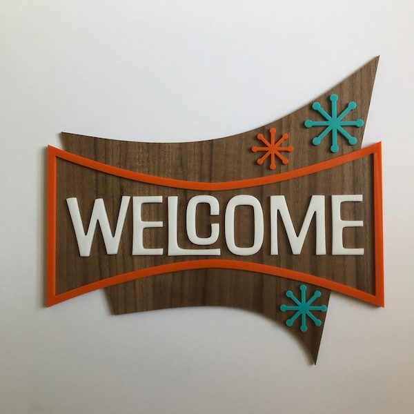 Mid-Century Modern Welcome Sign 1, mid-century modern, MCM, mid century decor, mid-century modern art, mid mod, mid-century sign, googie