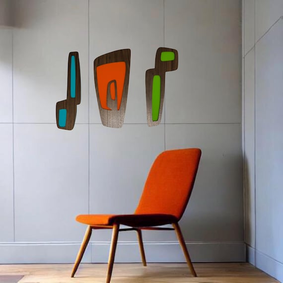 Mid-century modern Art Set, mid-century modern, retro art, mcm decor, googie
