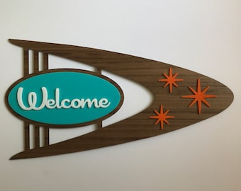 Mid-Century Modern Welcome Sign 2, mid-century modern, MCM, mid century decor, mid-century modern art, mid mod, mid-century sign