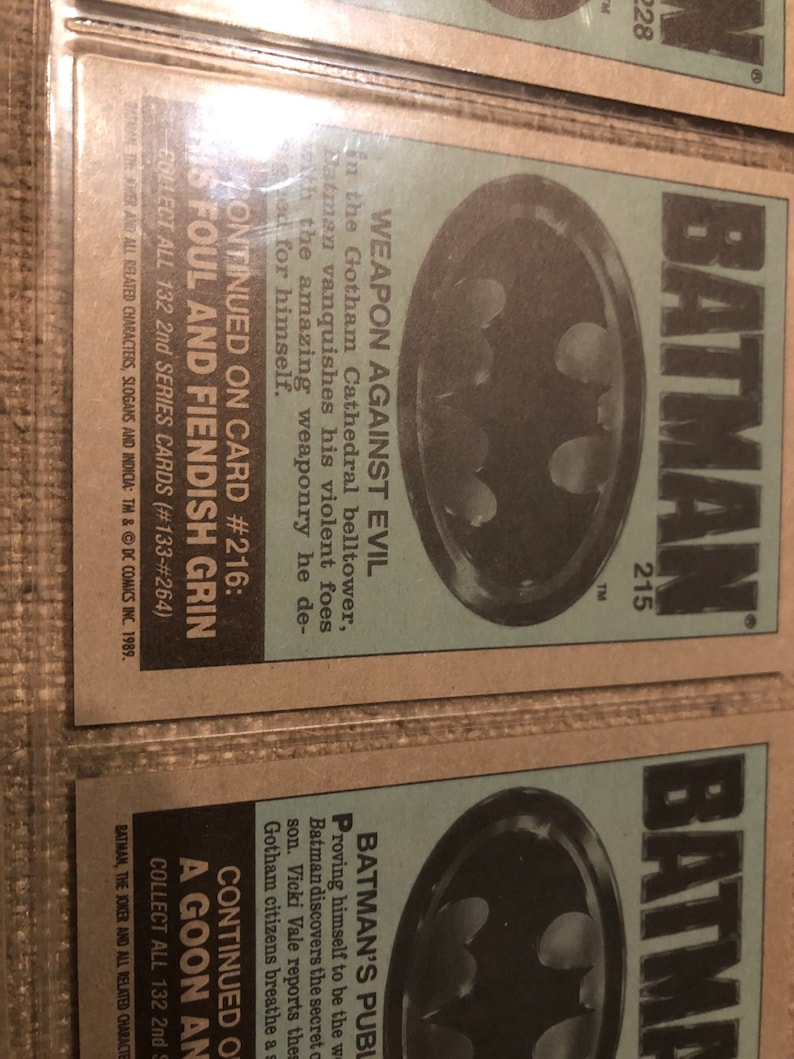 Vintage 1989 Batman Movie Trading Cards Etsy