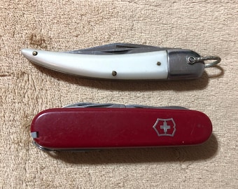 Vintage Japanese Two Blade Pocket Knife with Bonus Victorinox Swiss Army Knife
