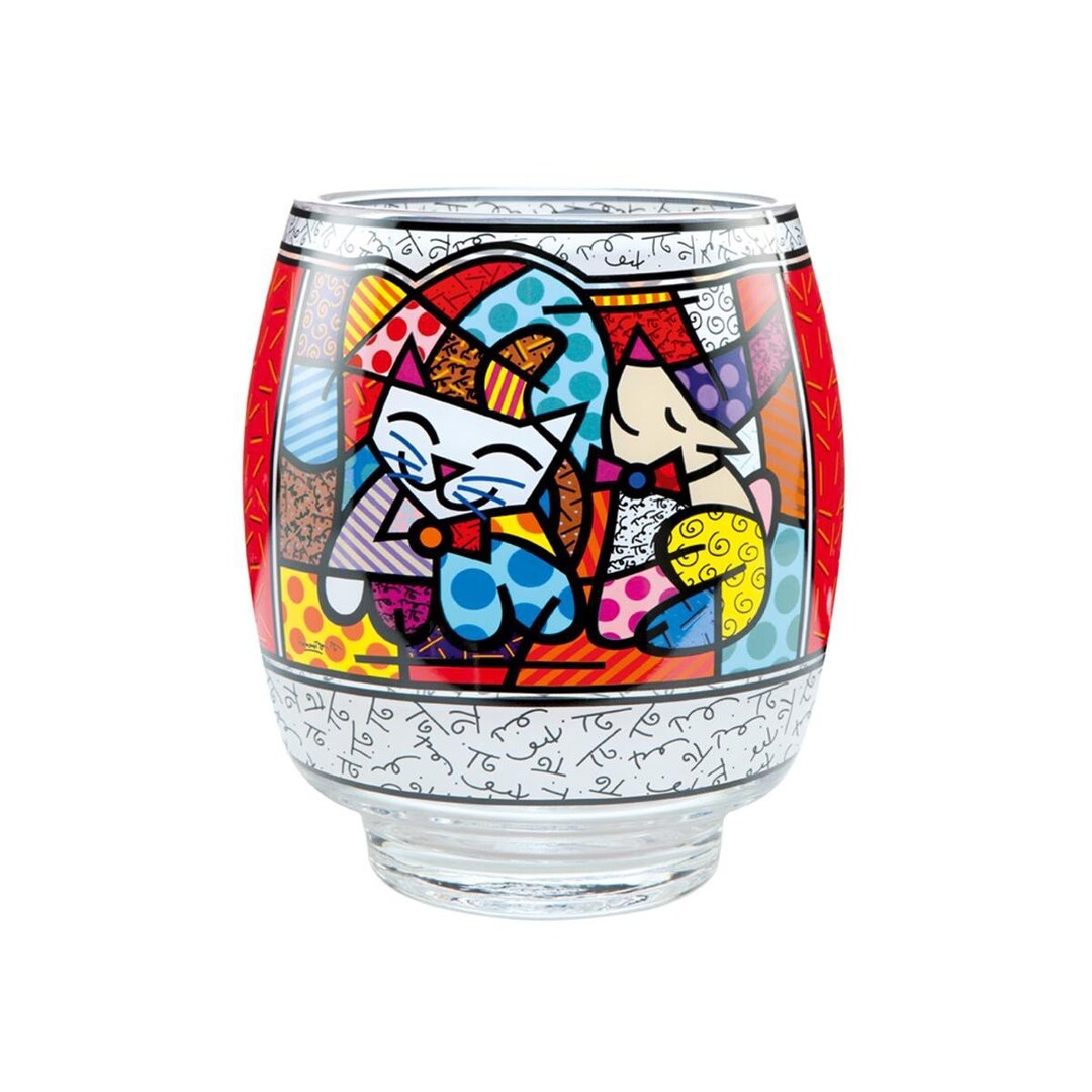 Romero Britto Goebel Glass Tealight : Happy Cat Snob Dog NEW GIFT BOXED ...