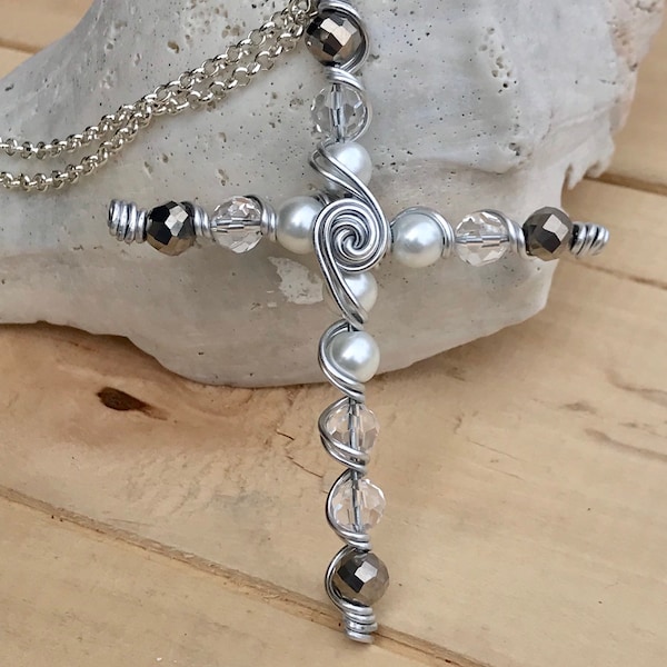 Bead Cross Necklace Etsy