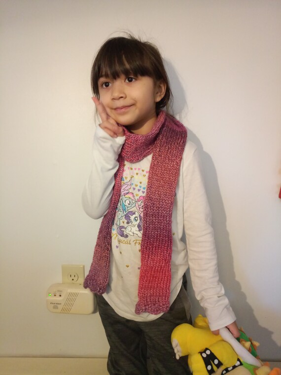 Knitted Scarf For Kids 4 6 Yrs Old Hand Made By 5 Yr Old Winter Scarf Acrylic Ready To Ship Knitted Scarf For Kids 4 6 Yrs Old Hand Made By 5 Yr Old Winter Scarf Acrylic Ready To Ship