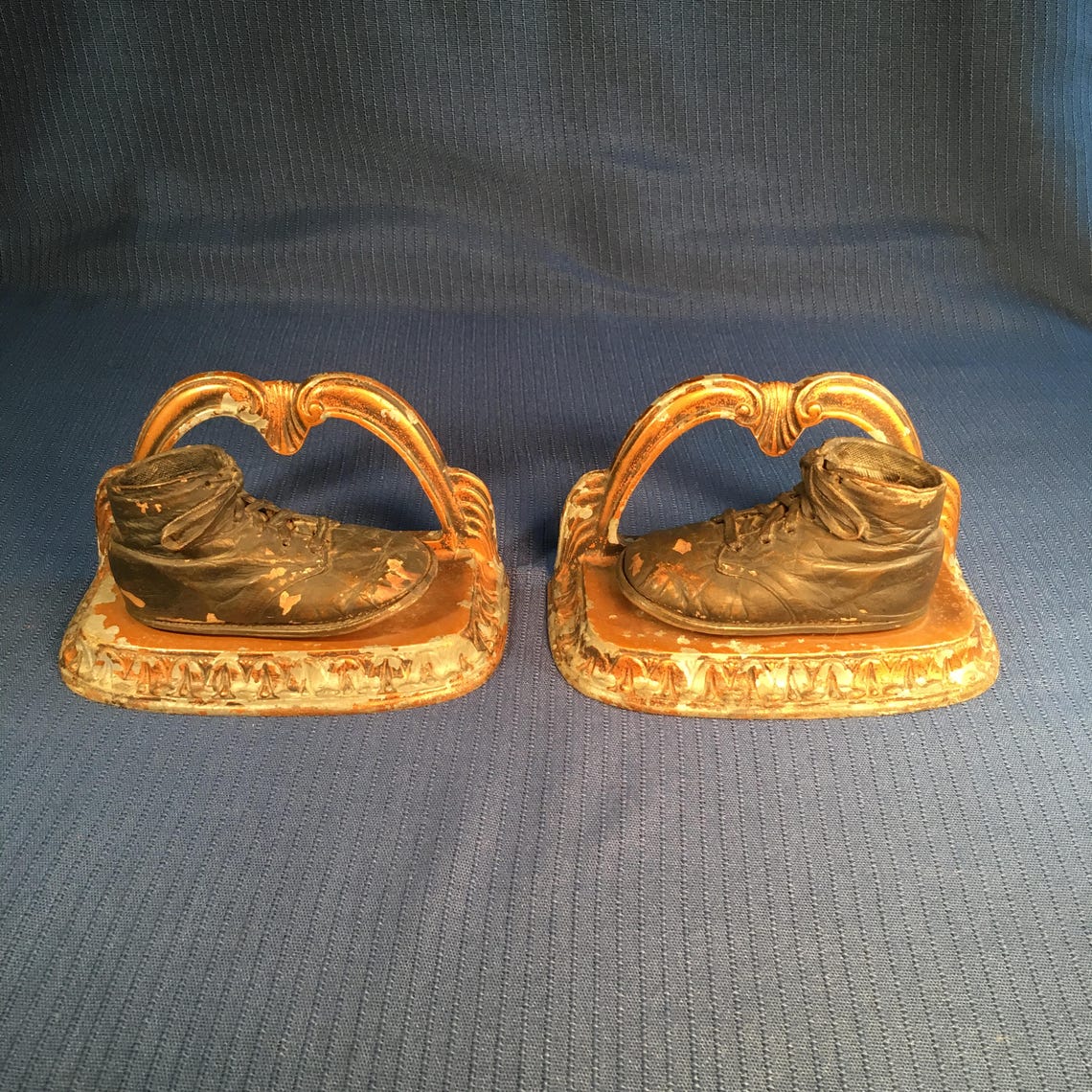 Bronzed Baby Shoe Bookends With Lots of Patina and Character Etsy