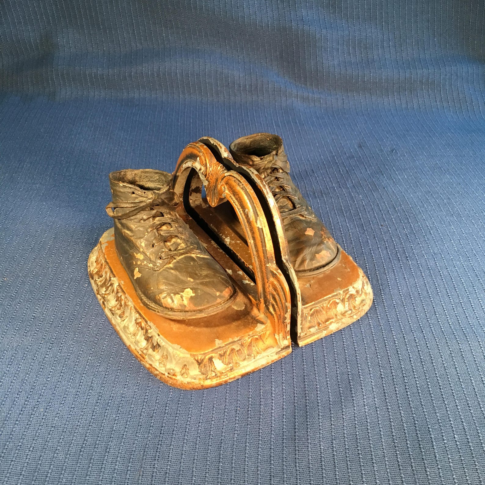 Bronzed Baby Shoe Bookends With Lots of Patina and Character Etsy