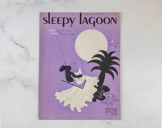 Vintage 1940 WWII Era Sheet Music Sleepy Lagoon By J Lawrence And E Coates Chappell & Co Publisher