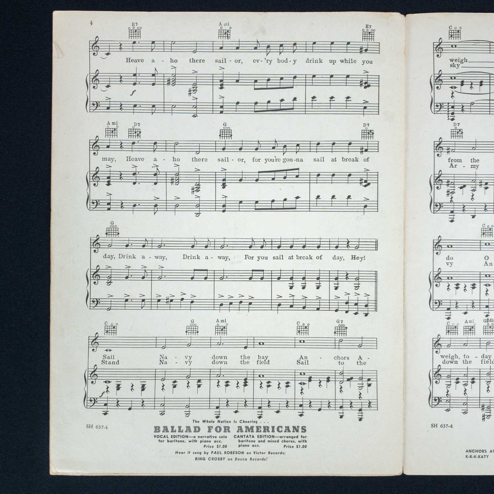 Anchors Aweigh WWII Era Sheet Music by Charles A. Zimmermann Circa 1942