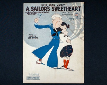 Vintage 1925 Sheet Music She Was Just A Sailor's Sweetheart by Joe Burke