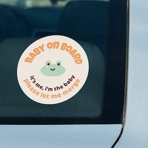 Please Let Me Merge Car Bumper Sticker Gen Z | Baby On Board It&#39;s Me, I&#39;m The Baby Water-Resistant Round Vinyl Stickers | Funny Rela
