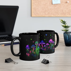 Neon Mushroom Coffee Mug – Bioluminescent Fungi, Nature Magic image 9