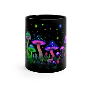 Neon Mushroom Coffee Mug – Bioluminescent Fungi, Nature Magic image 7