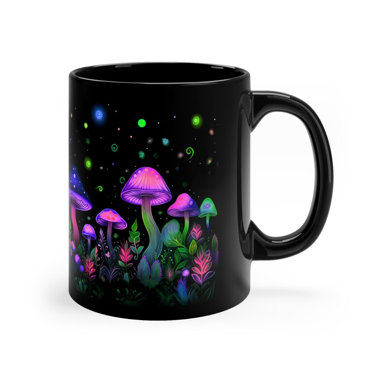 Neon Mushroom Coffee Mug – Bioluminescent Fungi, Nature Magic image 6