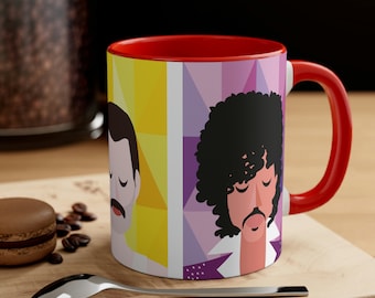 80s Music Legends Ceramic Coffee Mug - David Bowie, Freddie Mercury & Prince 11oz - Perfect Gift for 1980s Music Lovers and Fans