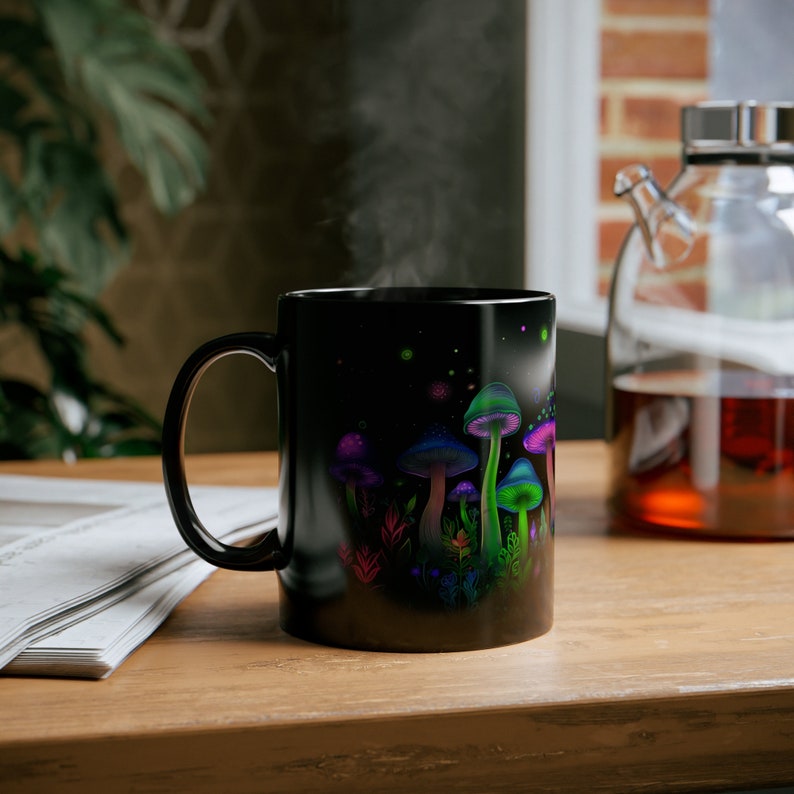 Neon Mushroom Coffee Mug – Bioluminescent Fungi, Nature Magic image 10