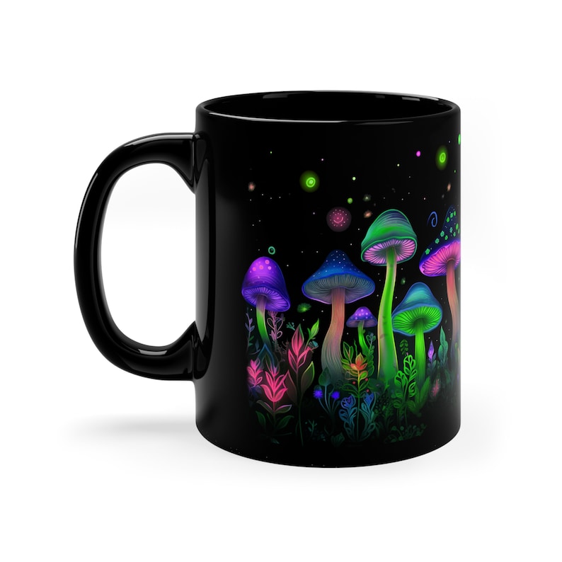 Neon Mushroom Coffee Mug – Bioluminescent Fungi, Nature Magic image 8