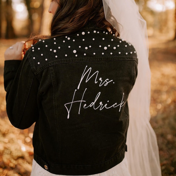 Bride Denim Jean Jacket, Customized Personalized Jean Jacket, Future Mrs, Pearl Jean Jacket, Mrs Denim Jacket, Bride to Be, Bridal Gift