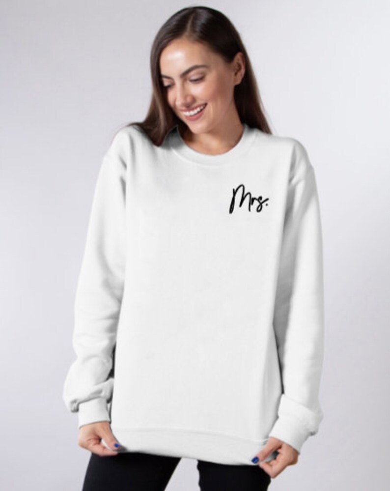thumbnail image 2 of Custom Mrs Sweatshirt - Personalized Wedding Gift With Name And Date, Unisex Fit 2 of 12