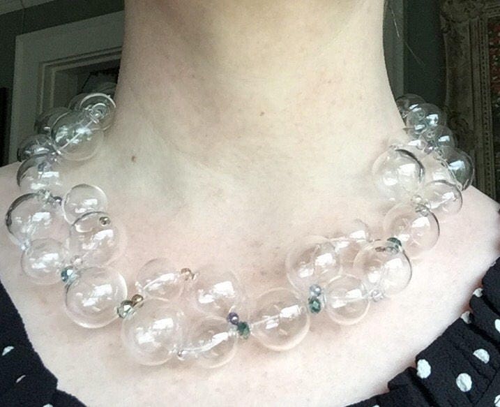 Glass bubble Necklace women clear Glass Necklace HandBlown Etsy