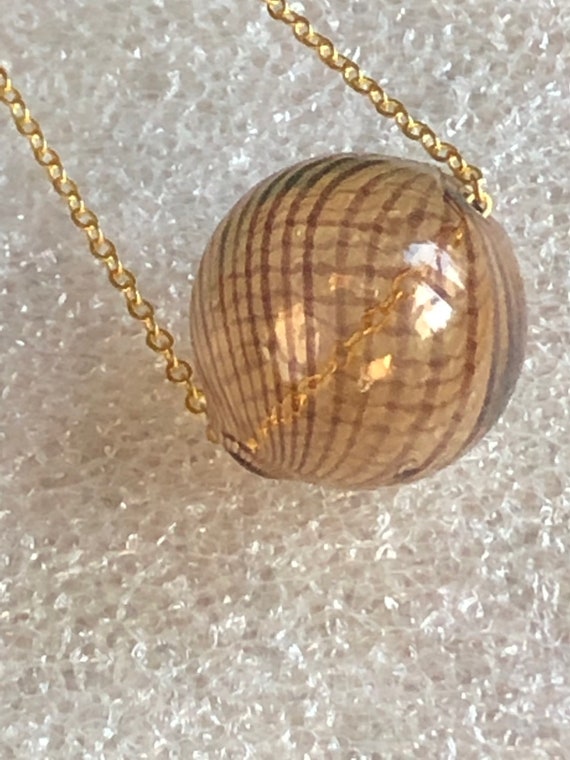 Glass Bubble Bead Pendant Necklace Gold Filled Chain Smoke - Bead Pendant Necklace Gold