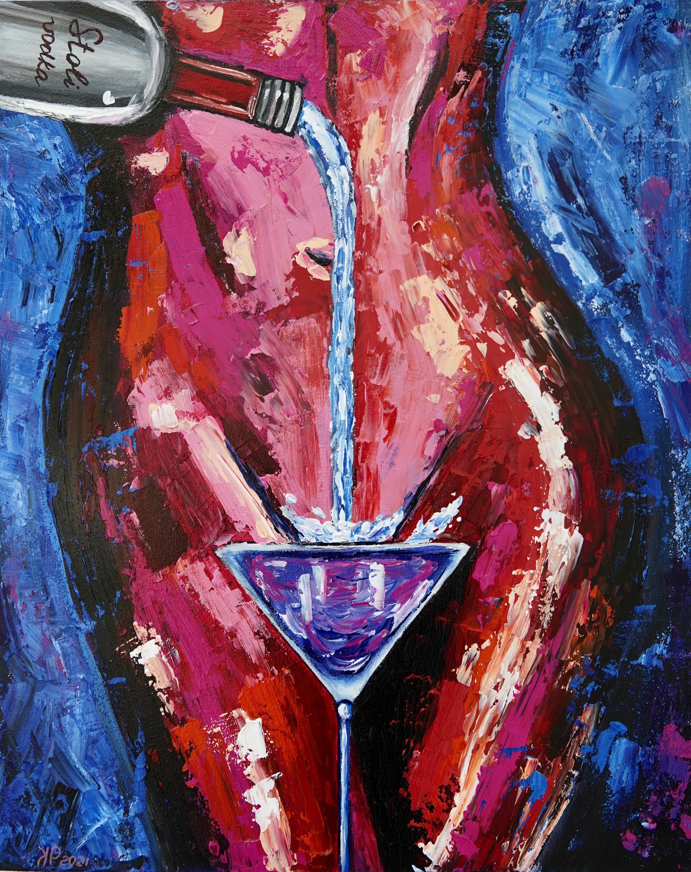 Sexy Art prints nude painting martini vodka sensual erotic art painting canvas print