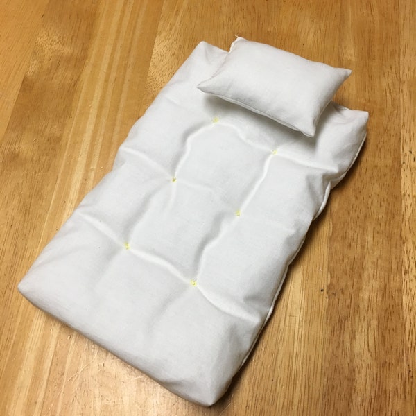 Quilted Mattress with Pillow for 6.5"  Doll Beds - Polyester Fiber Filled (NOT FOR 18" BEDS)