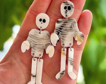 Mummy Dangle Earrings (Interactive) - Interactive Halloween Novelty Dangle Jewelry